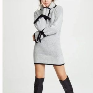 NEW Anthropologie J.O.A. Knit Long Sleeve Dress Grey with Black Trim Size XS